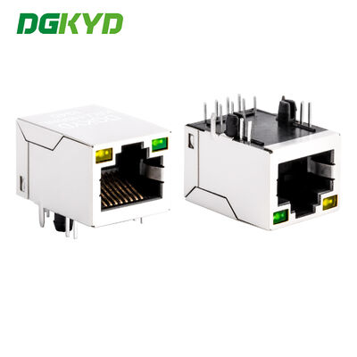 Conector Ethernet RJ45 de ângulo direito CAT5e com LED e filtro de rede para redes de alto desempenho