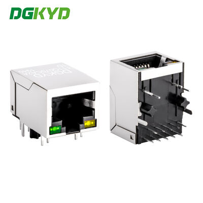 Conector Gigabit RJ45 de nível industrial com caixa blindada e indicador LED