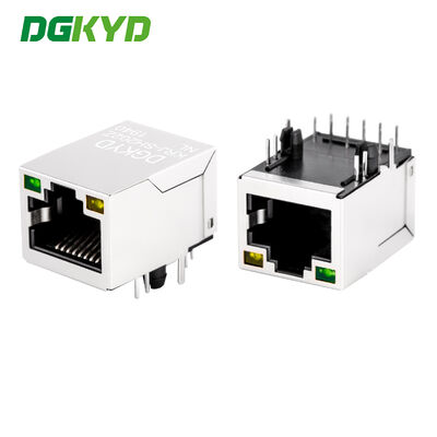 Conector RJ45 KRJ-SH202ZNL de Porta Única Gigabit Filtrado com Indicador LED e Blindagem para Porta Ethernet Industrial