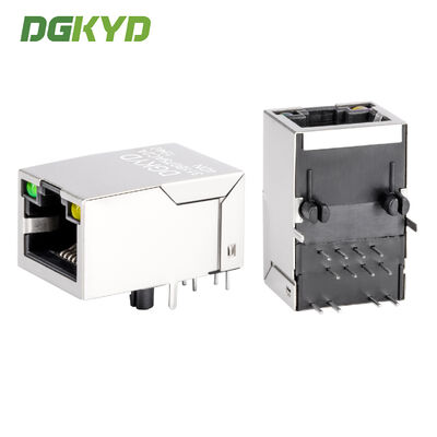 Jack modular RJ45 com filtro de 100 MB, indicador de estado LED e conector metálico blindado para interfaces de rede