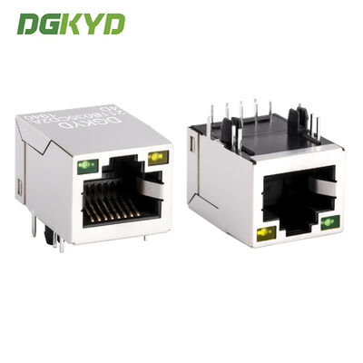 Única ABA RJ45 portuária ACIMA do conector da rede com diodo emissor de luz