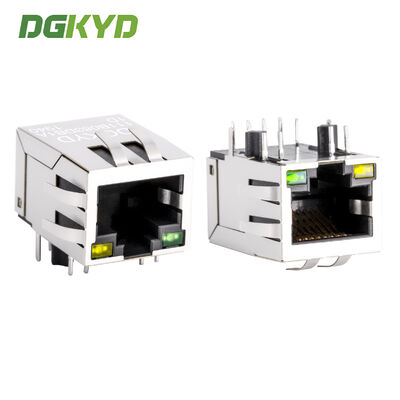 Conector RJ45 de 100 Mbps com transformador integrado e caixa blindada para interface de rede