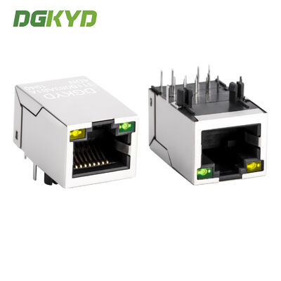Conector Ethernet RJ45 Blindado de 100Mbps com Transformador Integrado e Indicadores LED