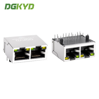Conector RJ45 Multi-Port 1X2 com Filtro Integrado Gigabit e Pinos de Contato Banhados a Ouro de 10 Pinos