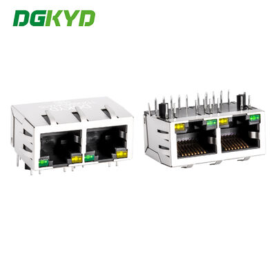 Conector Ethernet RJ45 Transformador integrado Gigabit com LED e Escudo Metal DGKYD112Q066DA2A1D