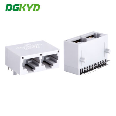 Configuração de Porta 1X2 Conector RJ45 PCB com Banho de Ouro 6u e Montagem em PCB de Ângulo Reto para Comunicação