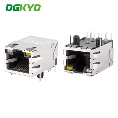 Conector PA66 RJ45 25.8mm Jack RJ45 com Plating de Ouro 6U Conector Ethernet PCB Blindado