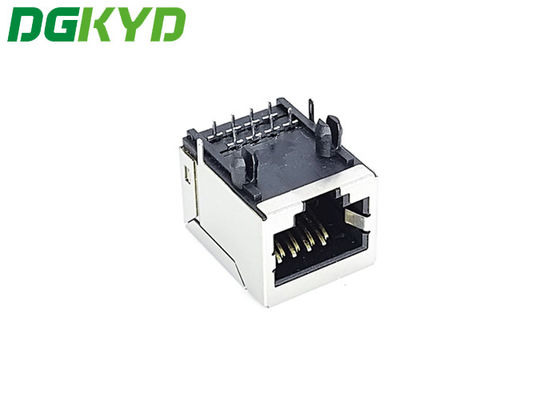 Montagem do PWB do MERGULHO do conector dos ethernet Rj45 do preto PA66 sem lâmpada 8PIN liso